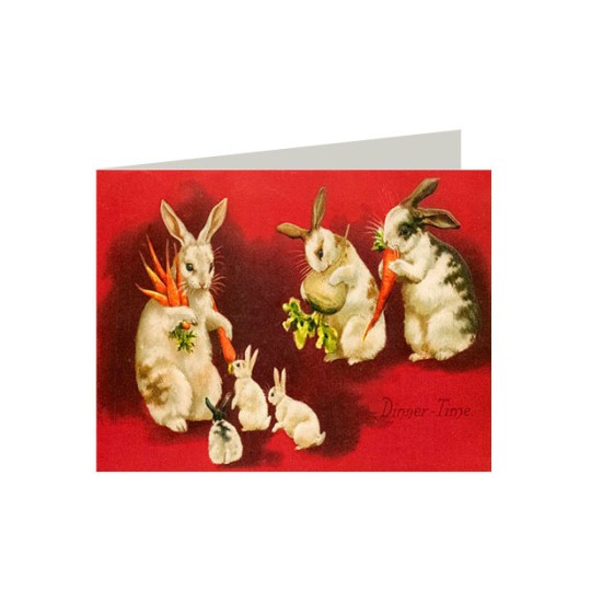 Petite Bunnies Dinner Time Easter Card ~ England